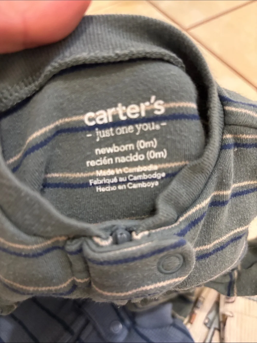 Carter's Boys Footed One-Piece Set in Green, Blue, Cream